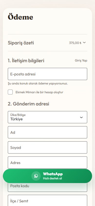 Ekmek Mimarı — Ödeme adımı mobil ekranı