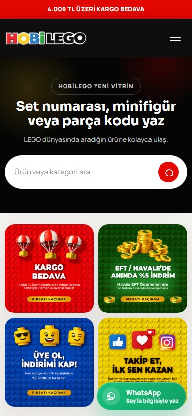 Hobilego — Ana sayfa mobil ekranı