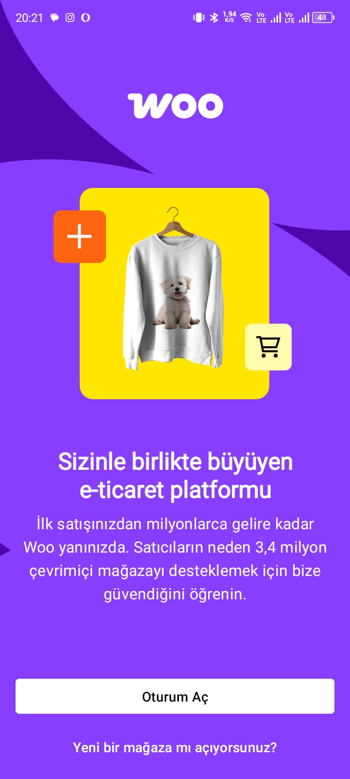 WooCommerce açılış ekranı - Oturum Aç