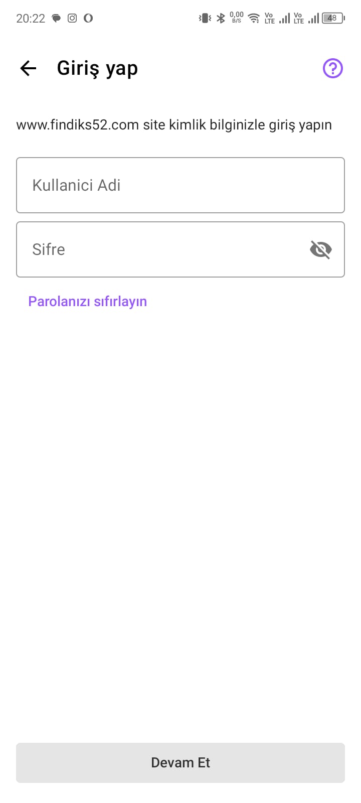 Kullanıcı adı ve şifre ile giriş ekranı