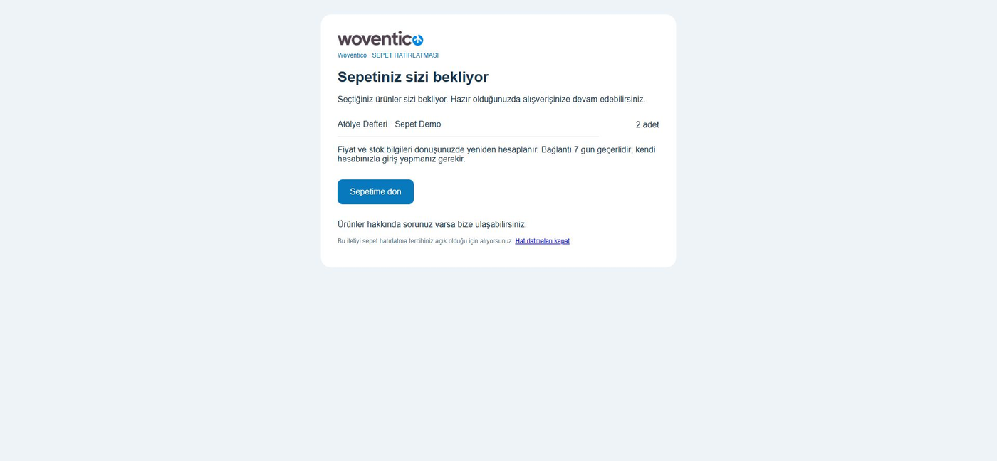 Woventico e-posta şablonu
