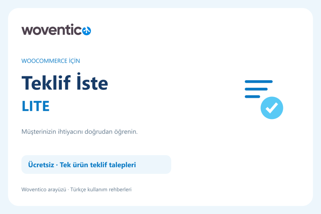 Woventico Teklif İste Lite — WooCommerce teklif yönetimi