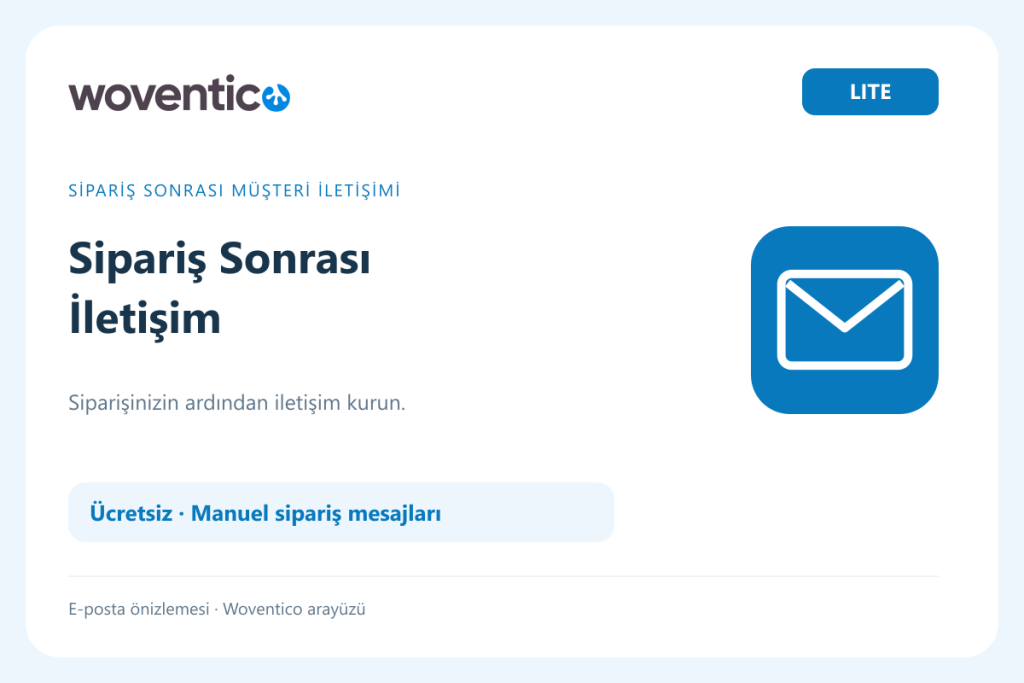 Woventico Sipariş Sonrası İletişim Lite — WooCommerce sipariş iletişimi