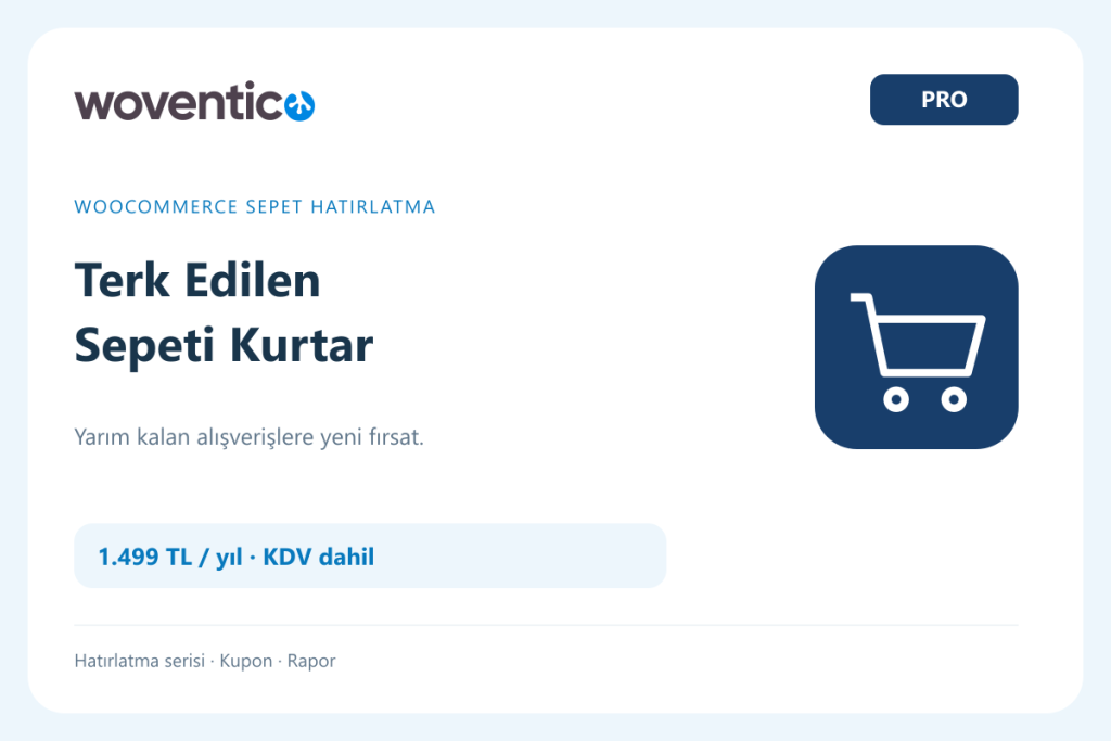 Woventico Terk Edilen Sepeti Kurtar Pro — WooCommerce sepet kurtarma