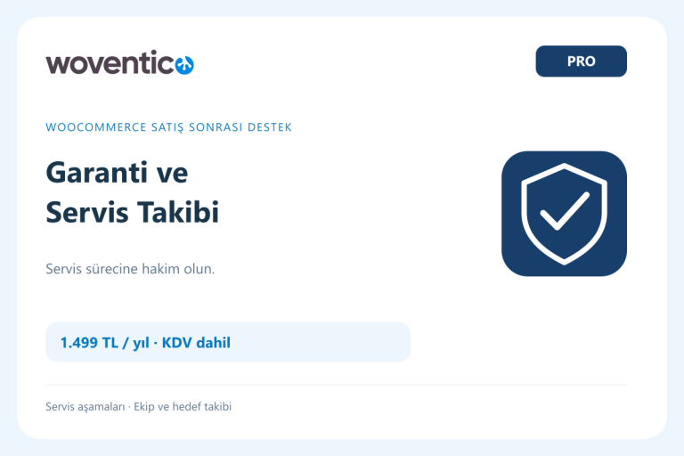 Woventico Garanti ve Servis Takibi Pro ön görseli
