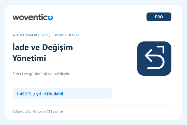 Woventico İade ve Değişim Yönetimi Pro ön görseli