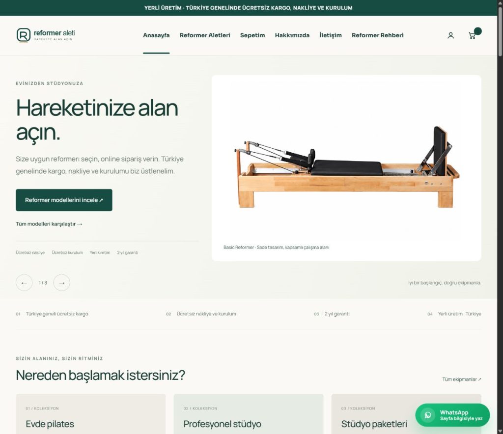 Reformer Aleti — masaüstü mağaza görünümü