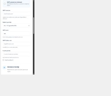Hosting SMTP eklentisinin mobil WordPress ayar ekranı